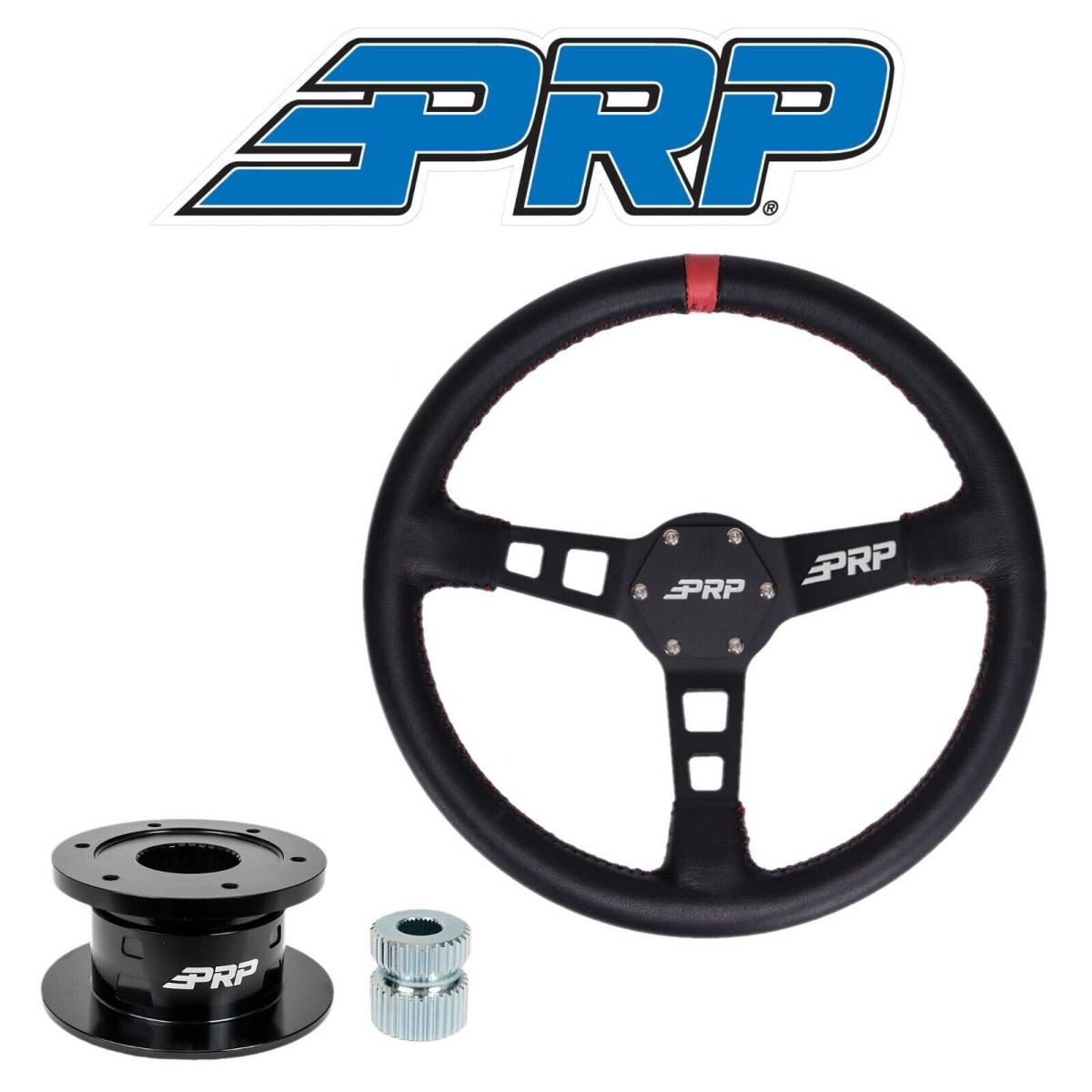 Image of PRP Deep Dish Leather Wheel Red Stripe/Quick Release Hub For Polaris/Can-Am