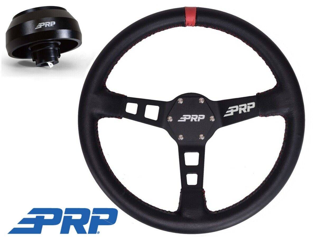 Image of PRP Deep Dish Leather Wheel Red Stripe/6 Bolt Hub for Toyota Tacoma (2005-2021)