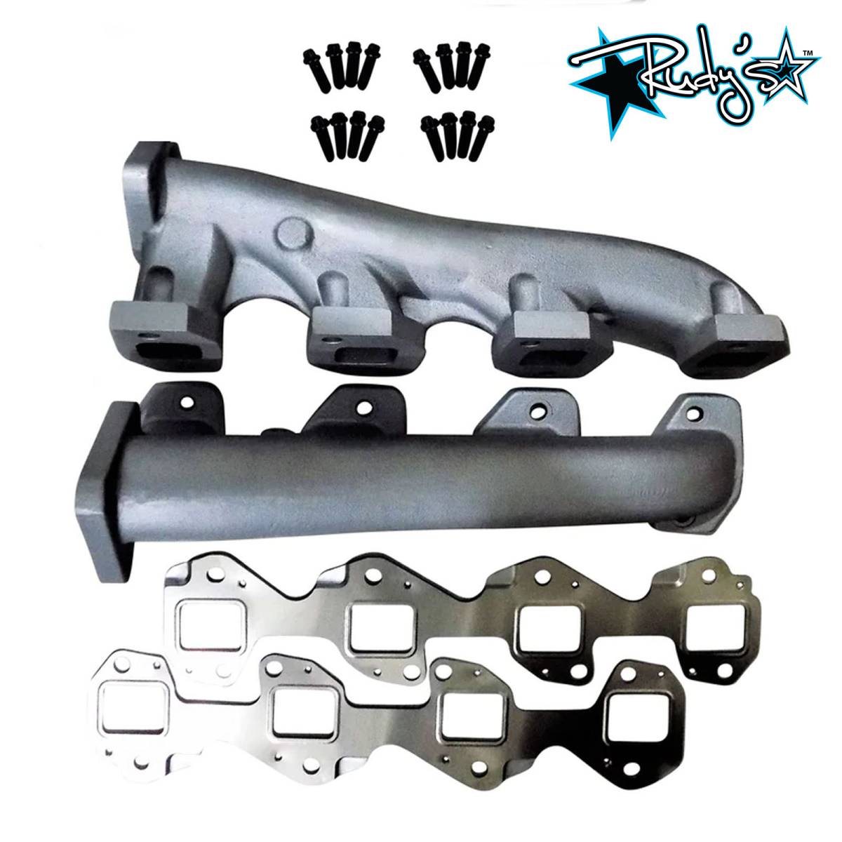 Image of Rudy's High Flow Race Exhaust Manifolds & Gaskets For 01-04 GM 6.6L Duramax