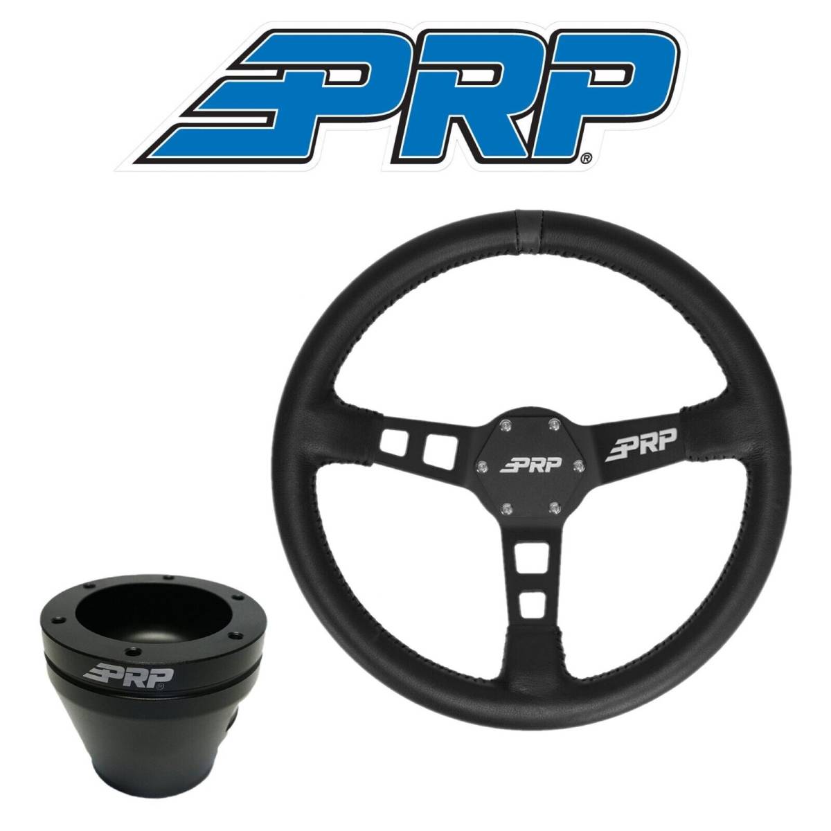 Image of PRP Deep Dish Leather Wheel Black Stripe W/ UTV Hub Adapter For Polaris/Can-Am