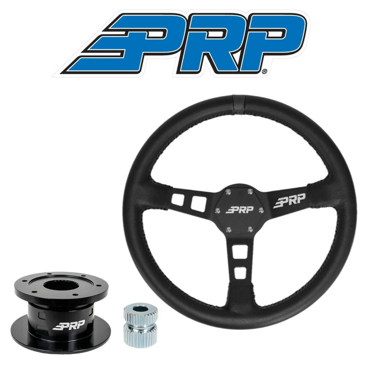 Image of PRP Deep Dish Leather Wheel Black Stripe/Universal Weld On Quick Release Hub