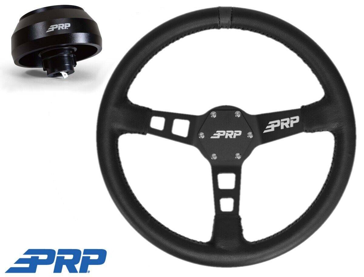 Image of PRP Deep Leather Wheel Black Stripe/6 Bolt Hub For Toyota Tacoma (2005-2021)