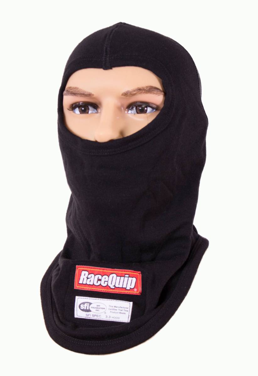 Image of Racequip Fire Retardant Balaclava Head Sock - Single Layer Hood - Adult - Black