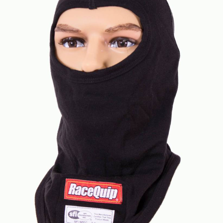 Image of Racequip Fire Retardant Balaclava Head Sock - Single Layer Hood - Adult - Black