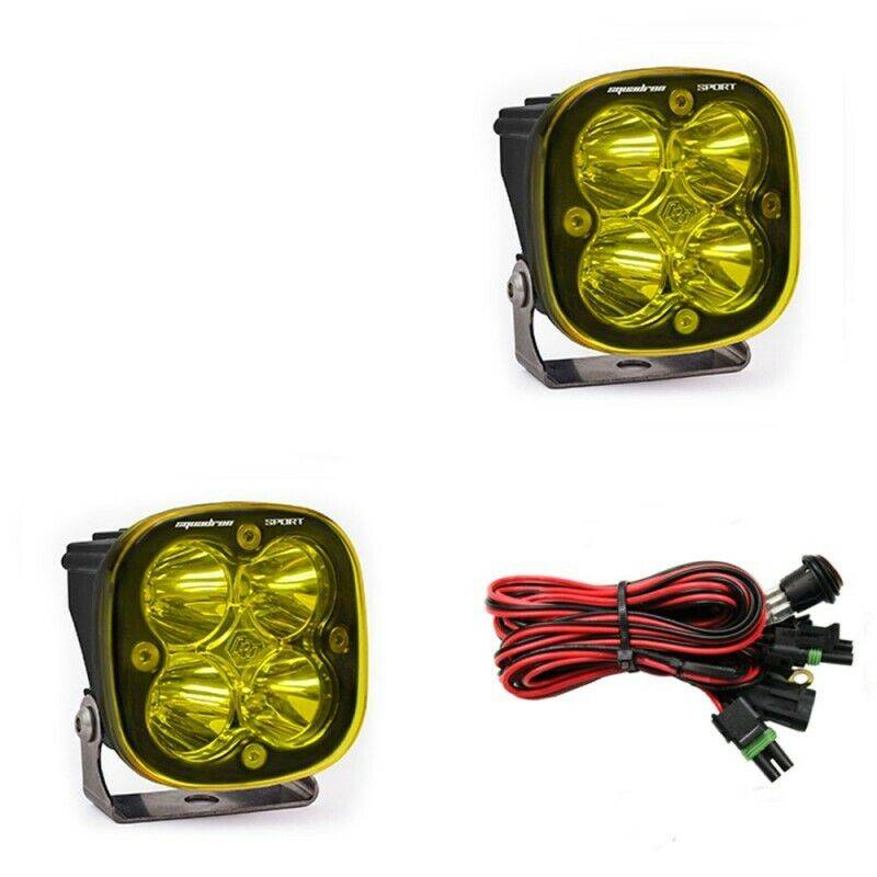 Image of Baja Designs Squadron Sport LED Pair Spot Amber Light Kit & Black Rock Guards