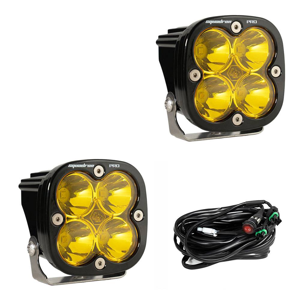 Image of Baja Designs Squadron Pro Black Led Auxiliary Amber Light Pod Pair - Universal