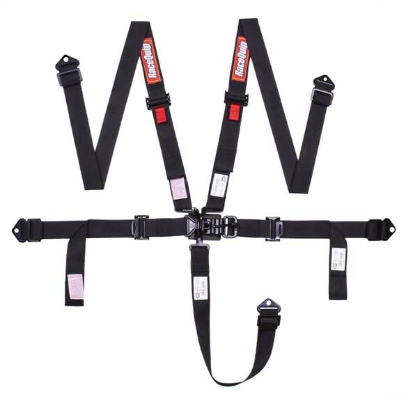 Image of RaceQuip Latch & Link 5 Point Harness Set - Size: 2 in. Belts - Black