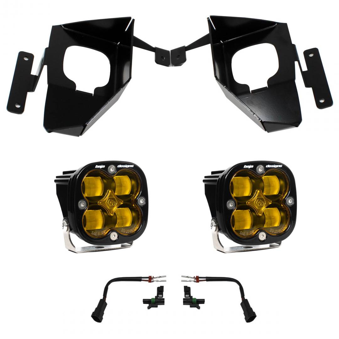 Image of Baja Designs Squadron SAE Fog Pocket Amber Light Kit For 16-18 Silverado 1500