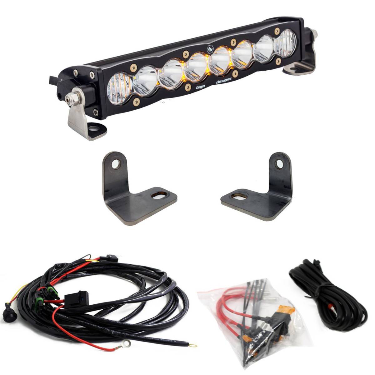 Image of Baja Designs S8 10 Inch Hood Mount Light Bar Kit For 16-18 Polaris RZR XP Turbo