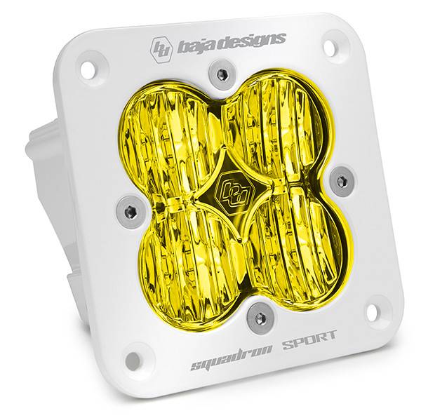 Image of Baja Designs White Squadron Sport Flush Mount WideCornering Beam Amber Light Pod