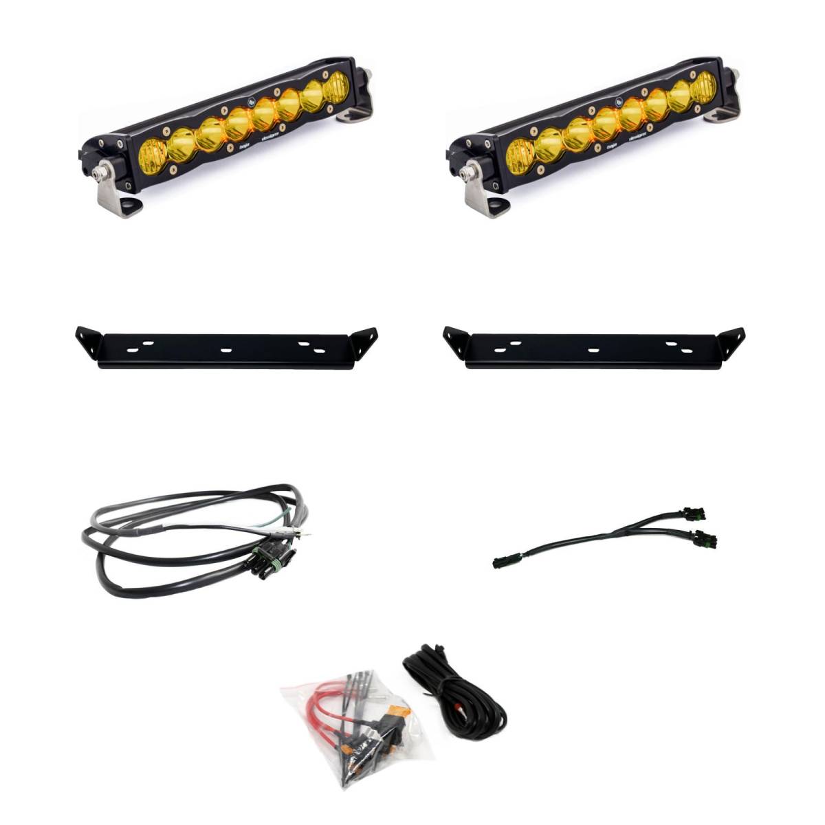 Image of Baja Designs S8 10" Amber/LED Dual Grille Light Bar Kit For 21-24 Ford Raptor