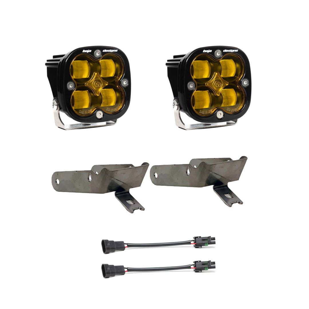 Image of Baja Designs Squadron SAE Amber Fog Pocket Light Kit For 99-10 Ford F-250/F-350