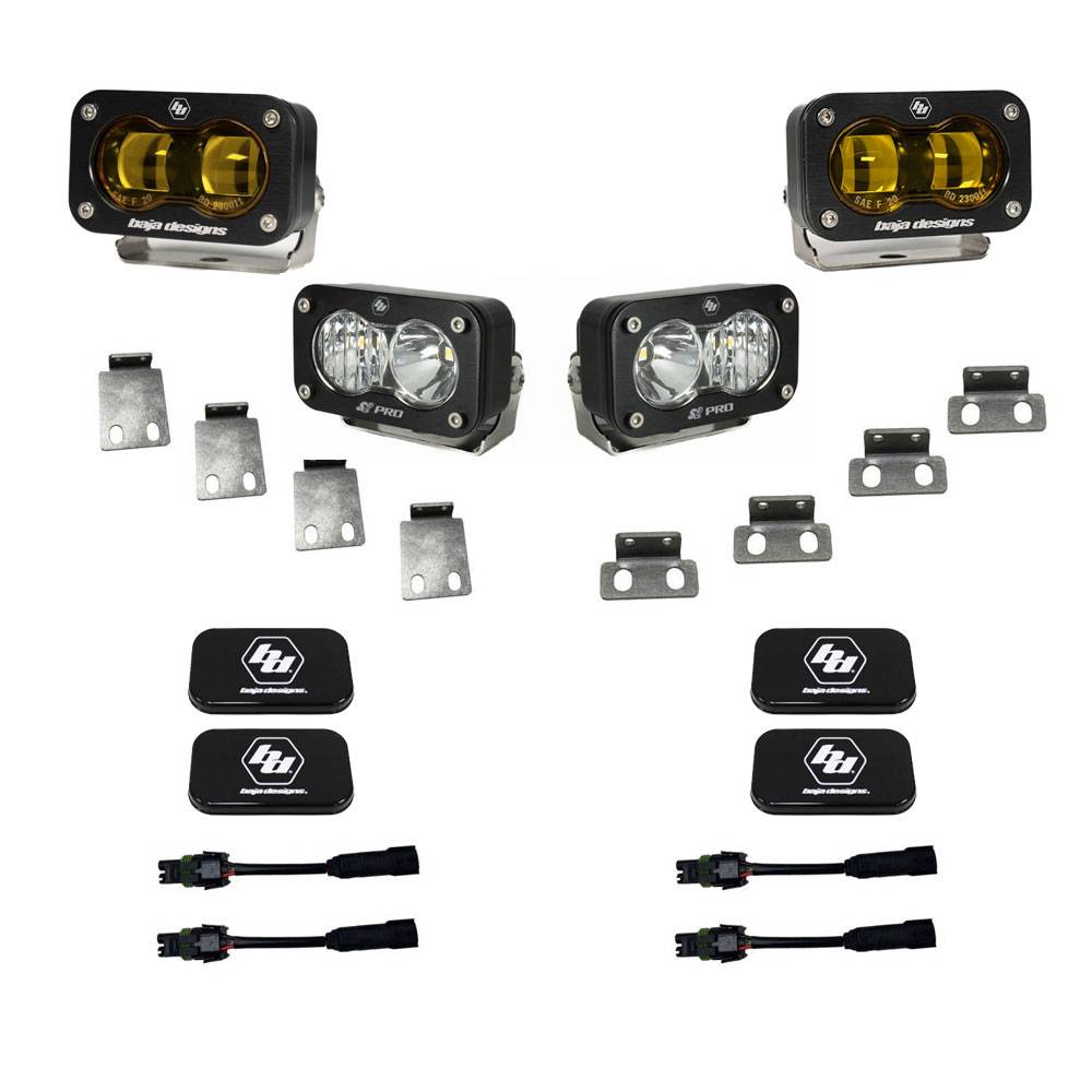 Image of Baja Design S2 SAE/S2 Pro Clear/Amber Fog Light Kit For 21-23 Ford Raptor/Bronco