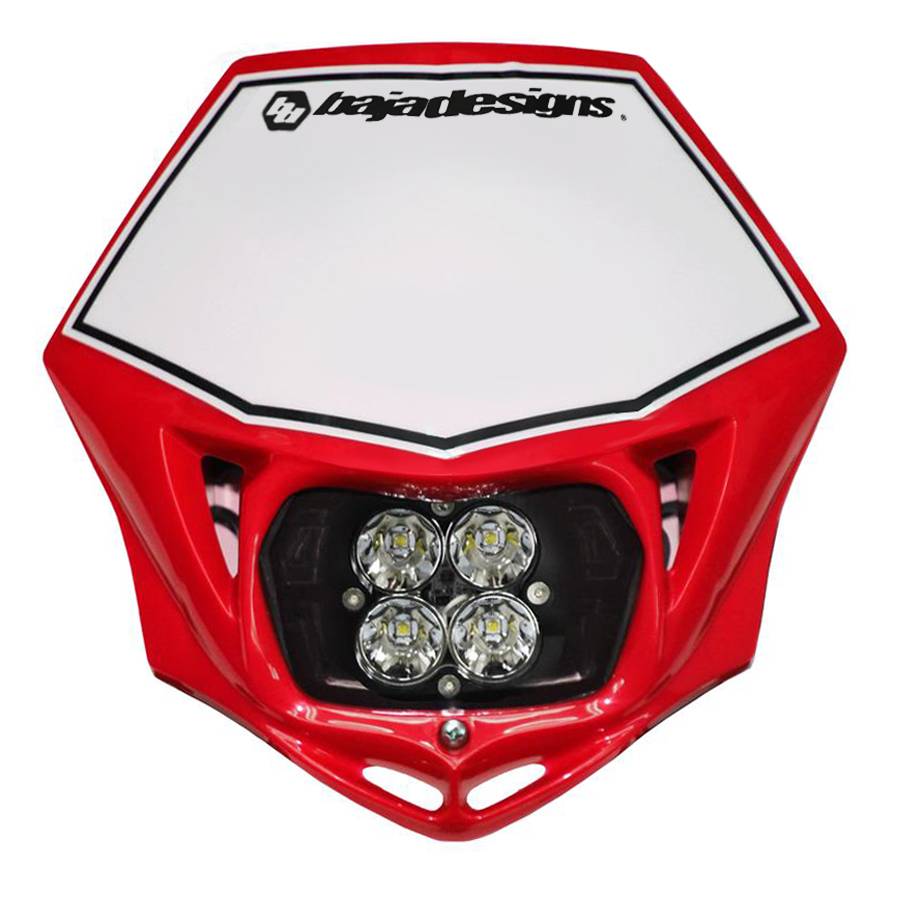 Image of Baja Designs Motorcycle Squadron Pro (D/C) Headlight Kit W/ Shell - Red - Spot