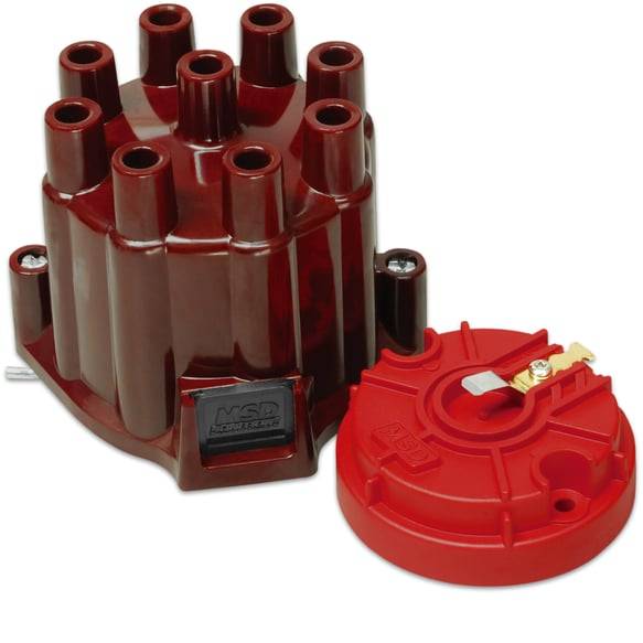 Image of MSD Distributor Cap And Rotor For 1955-1975 Chevrolet/ Pontiac/ GMC V8 Points