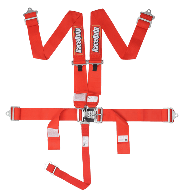 Image of RaceQuip Latch & Link 5 Point Harness Set - Premium 3" Polyester Webbing - Red