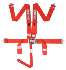 Image of RaceQuip Latch & Link 5 Point Harness Set - Premium 3" Polyester Webbing - Red