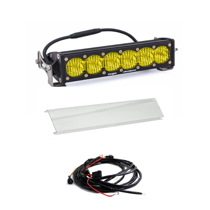 Image of Baja Designs OnX6+ 10" Amber Wide Cornering Light Bar W/ Wiring & Clear Guard