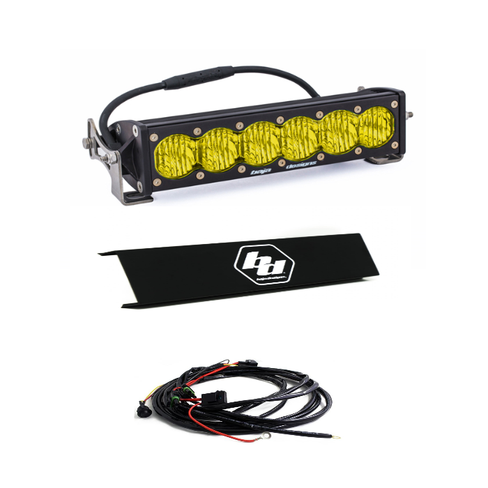 Image of Baja Designs OnX6+ 10" Amber Wide Cornering Light Bar W/ Wiring & Black Guard