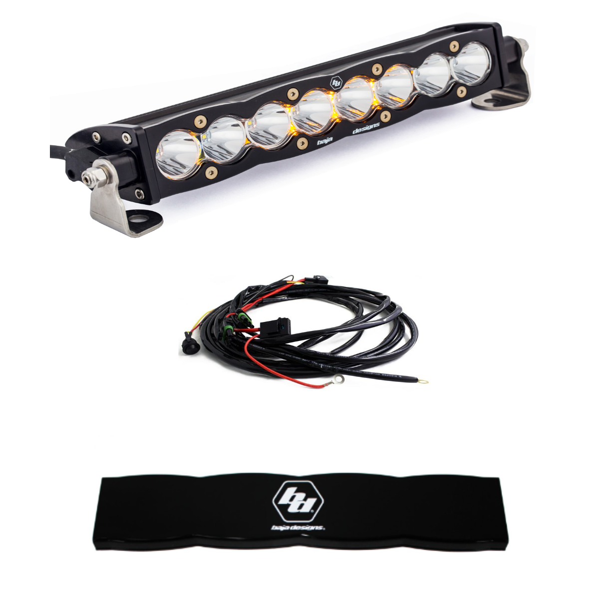 Image of Baja Designs S8 10" Clear LED Spot Light Bar Kit W/ Wiring Harness & Black Guard