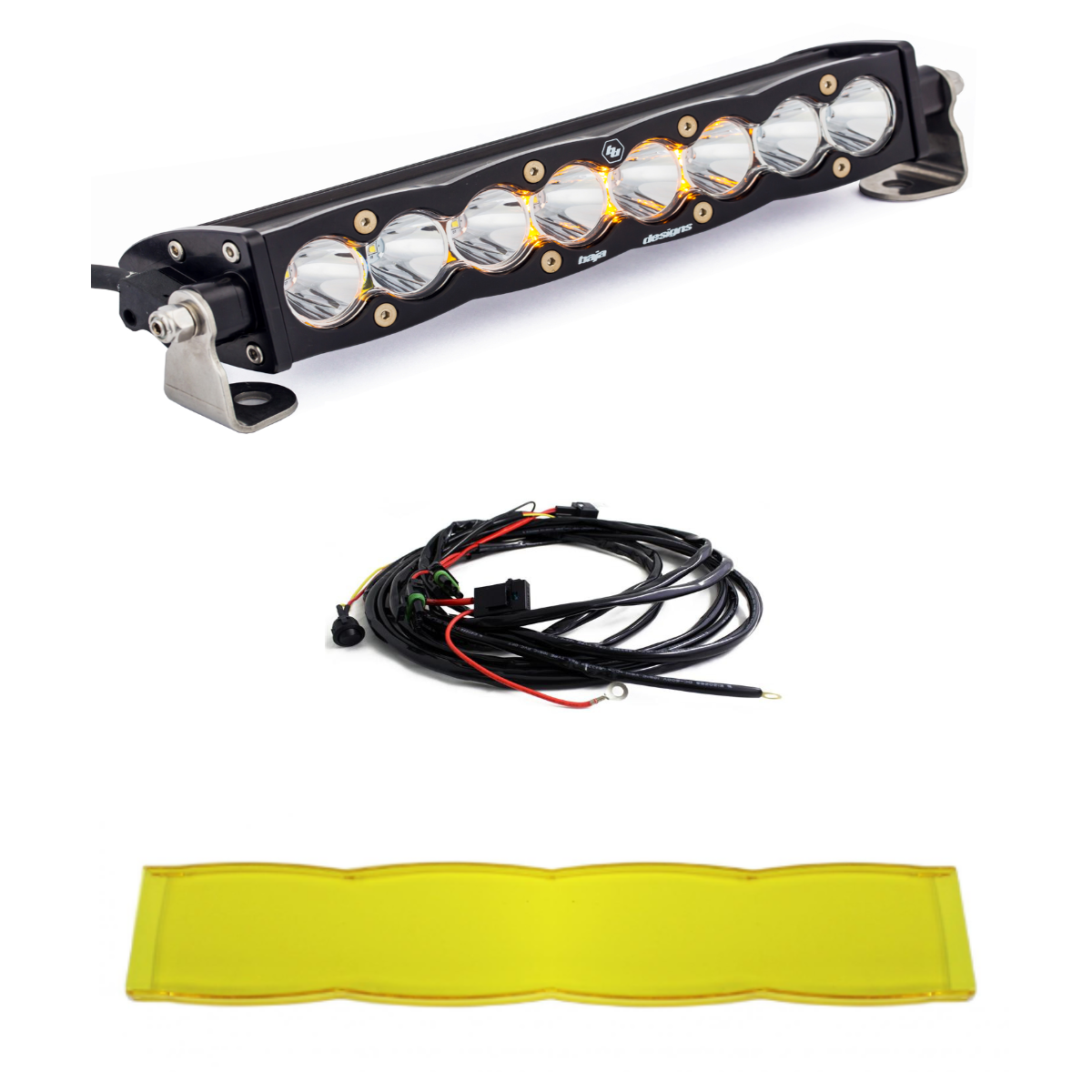 Image of Baja Designs S8 10" Clear LED Spot Light Bar Kit W/ Wiring Harness & Amber Guard