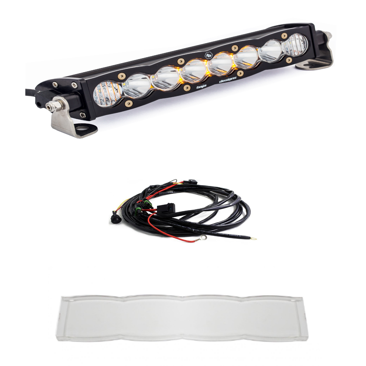 Image of Baja Designs S8 10" Driving/Combo LED Light Bar W/ Wiring Harness & Clear Guard