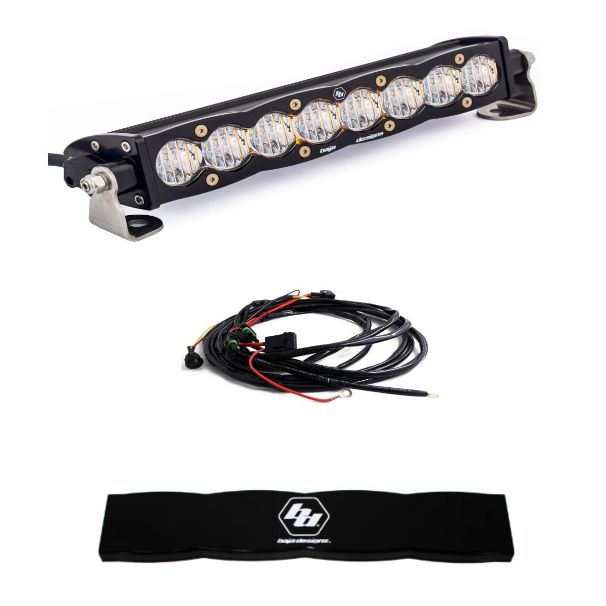 Image of Baja Designs S8 10" Wide Cornering LED Light Bar W/ Wiring Harness & Black Guard