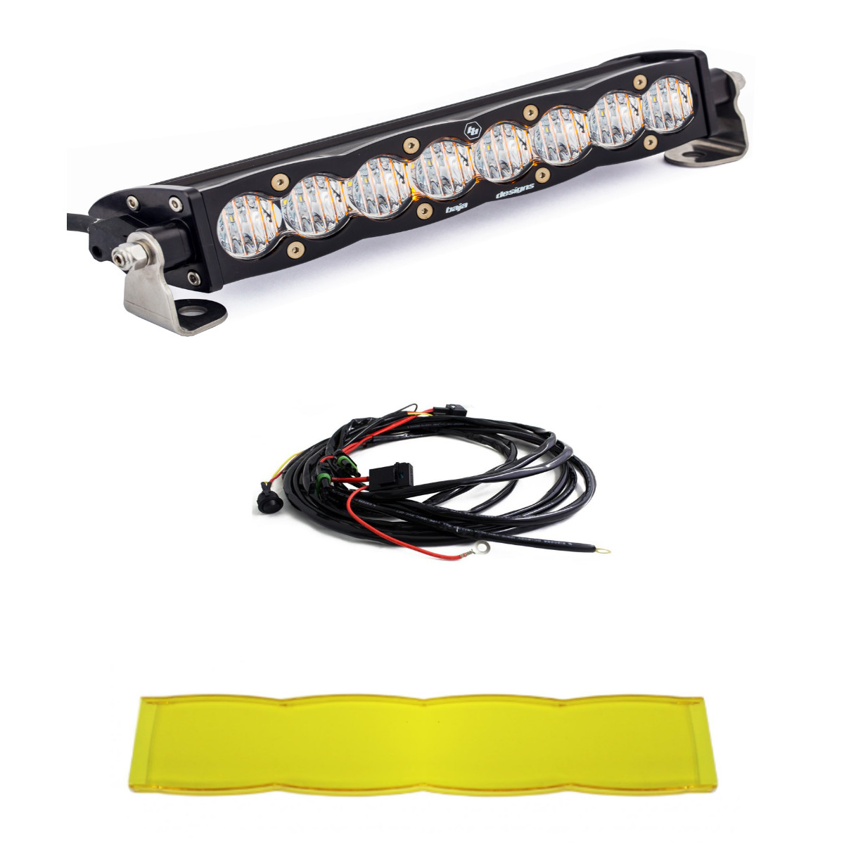 Image of Baja Designs S8 10" Wide Cornering LED Light Bar W/ Wiring Harness & Amber Guard