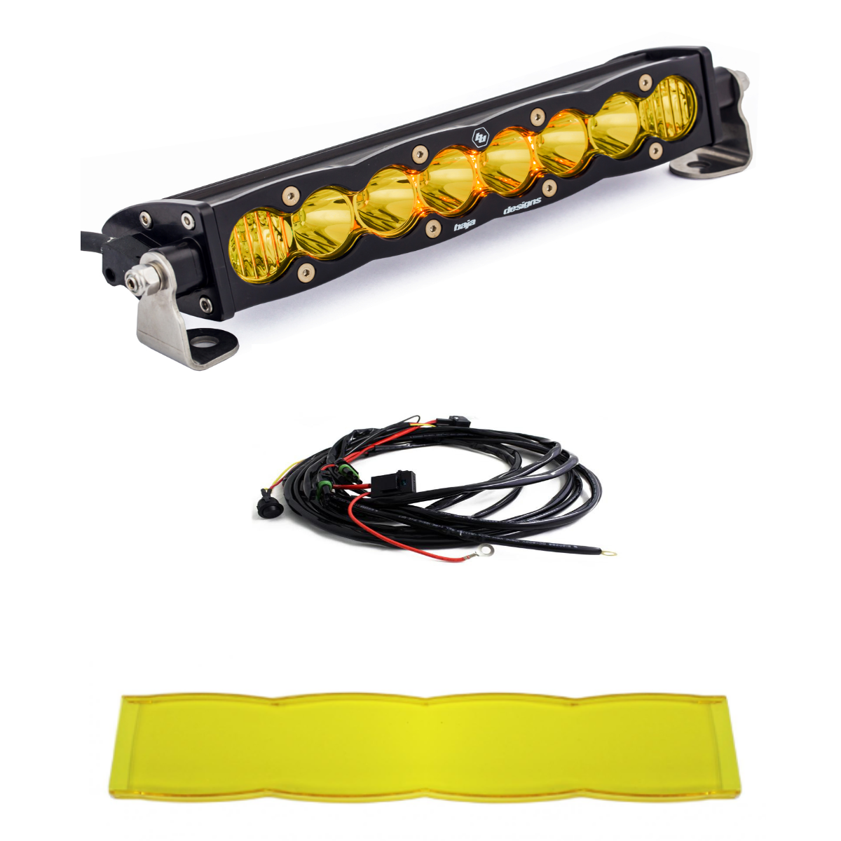 Image of Baja Designs S8 10" Driving/Combo Amber Light Bar W/ Wiring Harness & Rock Guard