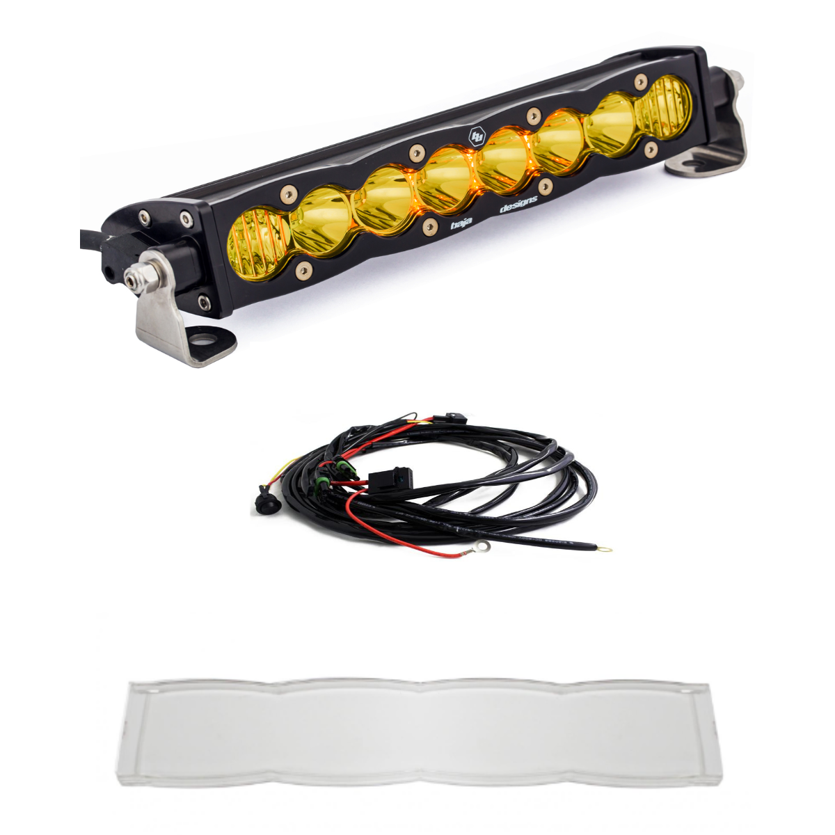 Image of Baja Designs S8 10" Driving/Combo Amber Light Bar W/ Wiring Harness & Rock Guard