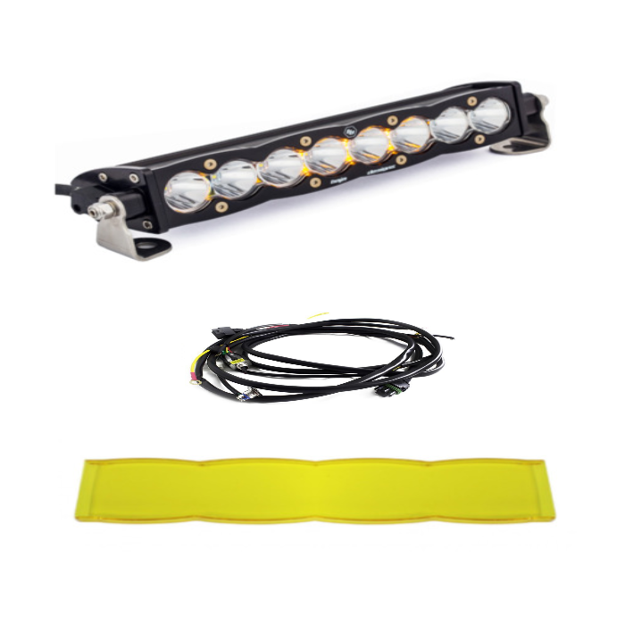 Image of Baja Designs S8 10" Clear LED Spot Light Bar Kit W/ Wiring Harness & Amber Guard