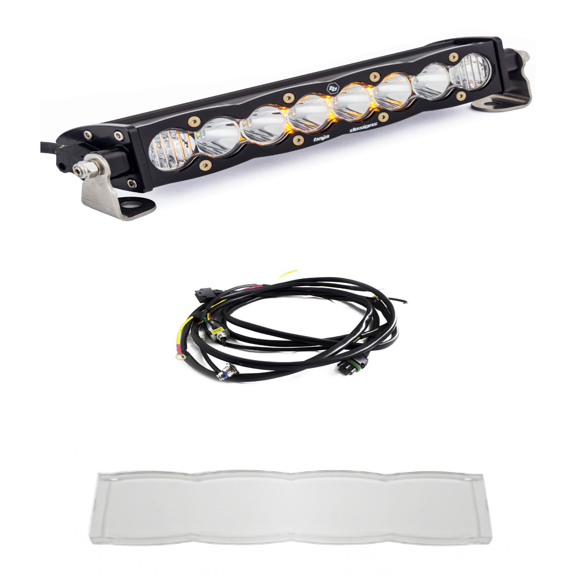 Image of Baja Designs S8 10" Driving/Combo LED Light Bar W/ Wiring Harness & Clear Guard