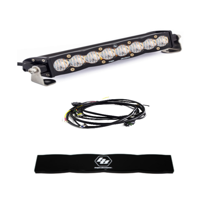 Image of Baja Designs S8 10" Wide Cornering LED Light Bar W/ Wiring Harness & Black Guard