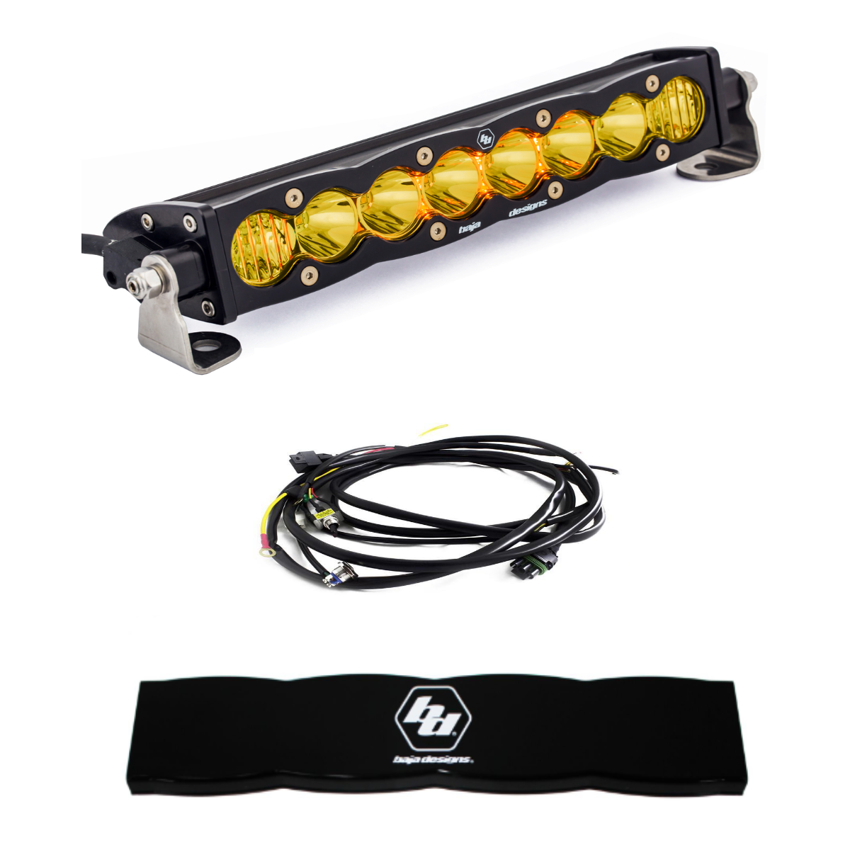 Image of Baja Designs S8 10" Driving/Combo Amber Light Bar W/ Wiring Harness & Rock Guard
