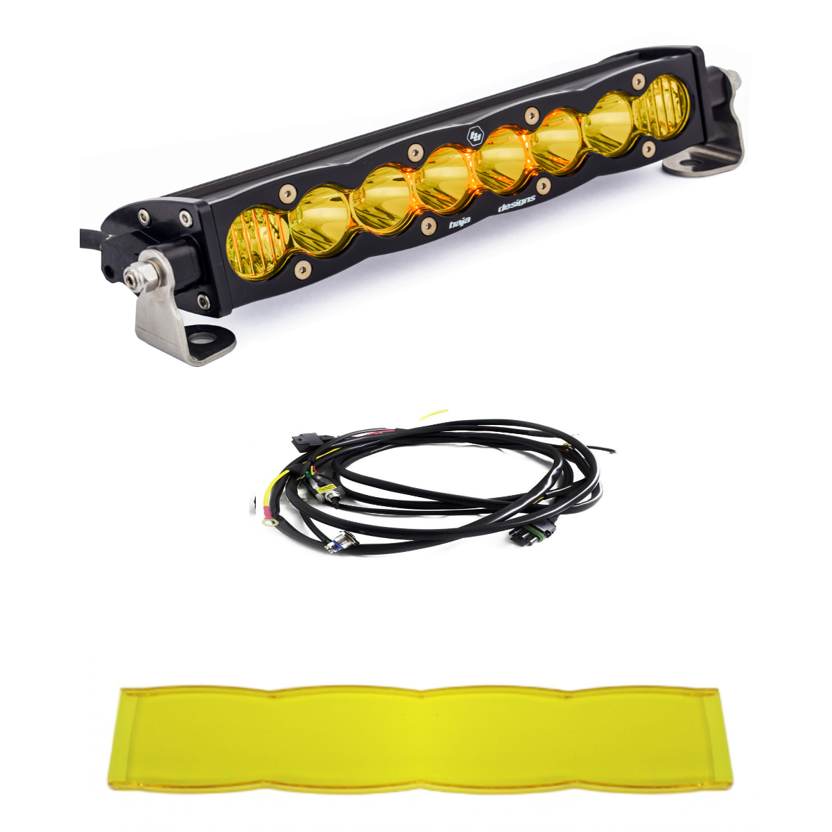 Image of Baja Designs S8 10" Driving/Combo Amber Light Bar W/ Wiring Harness & Rock Guard