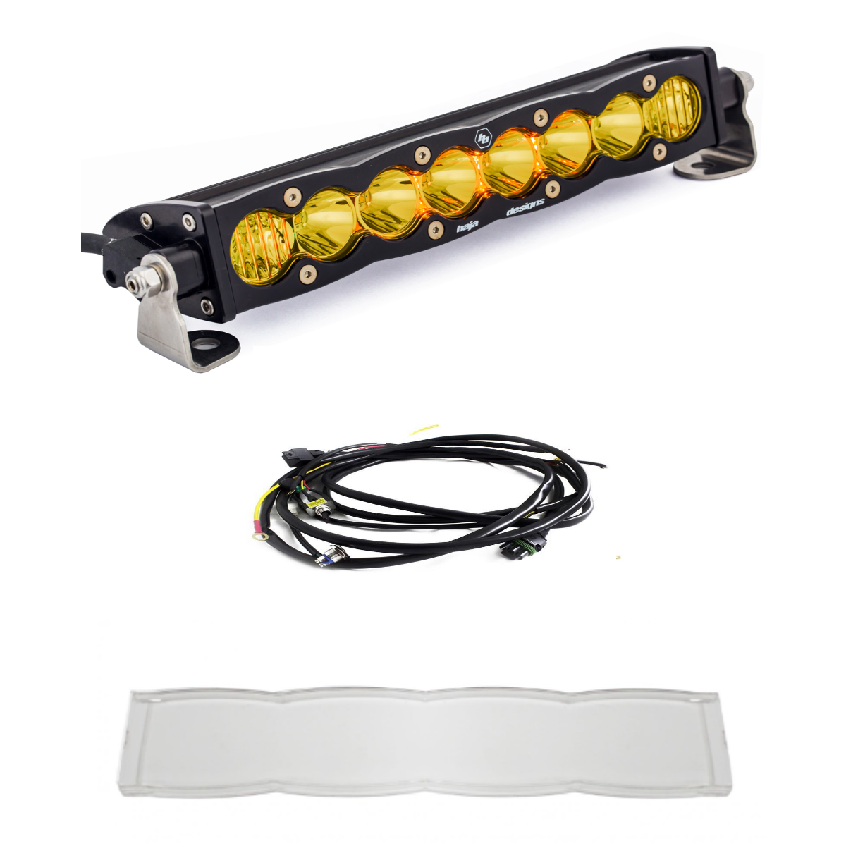 Image of Baja Designs S8 10" Driving/Combo Amber Light Bar W/ Wiring Harness & Rock Guard