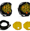 Image of Baja Designs LP9 Pro Amber Spot Light Pod Kit W/ Wiring Harness & Amber Guards
