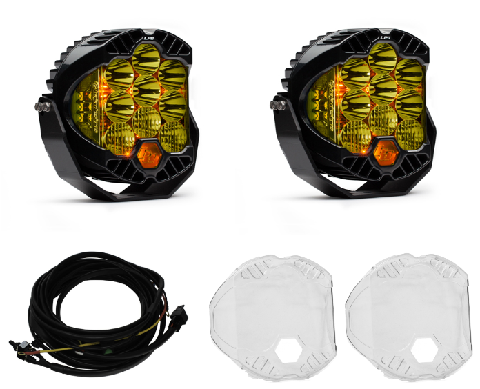 Image of Baja Designs LP9 Pro Driving/Combo Amber Light Pods W/ Wiring Harness & Guards