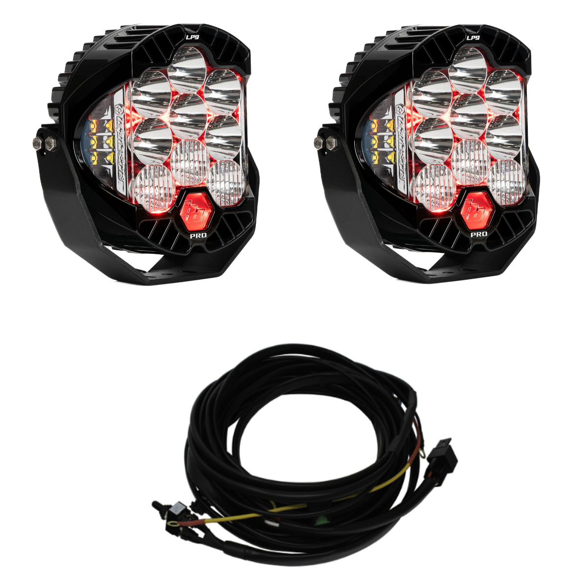 Image of Baja Designs LP9 Pro Driving/Combo Light Kit w/ Red Backlight & Wiring Harness