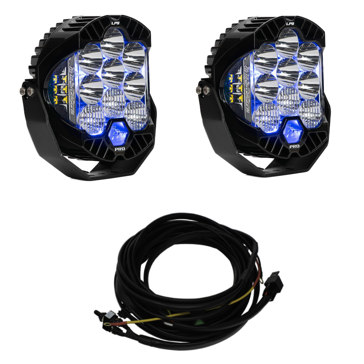 Image of Baja Designs LP9 Pro Driving/Combo Light Kit w/ Blue Backlight & Wiring Harness