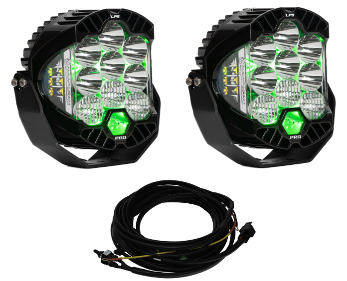 Image of Baja Designs LP9 Pro Driving/Combo Light Kit w/ Green Backlight & Wiring Harness