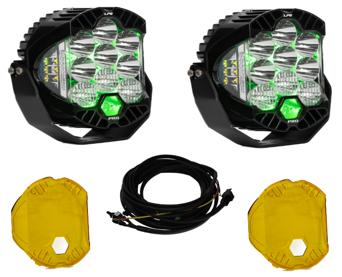 Image of Baja Designs LP9 Pro Driving/Combo Light Kit w/ Green Backlight-Wiring-Guards