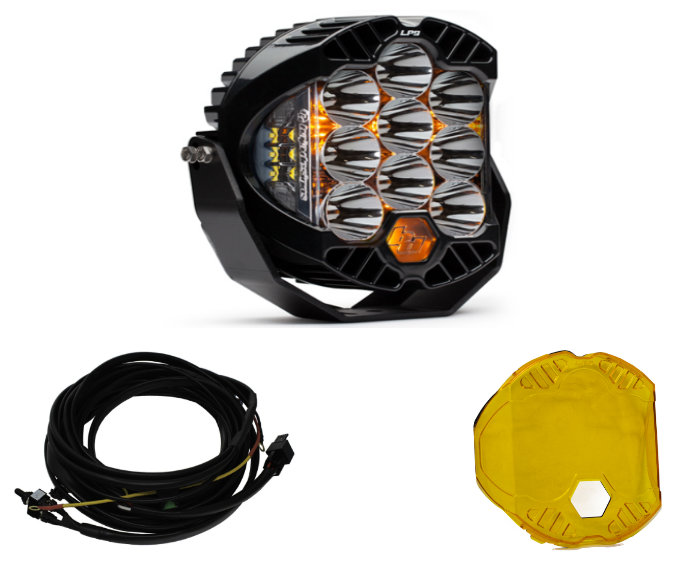 Image of Baja Designs LP9 Pro Spot LED Light Pod Kit w/ Amber Backlight-Wiring-Rock Guard