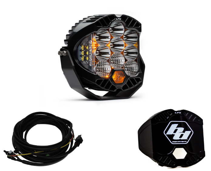 Image of Baja Designs LP9 Pro Driving/Combo LED Light Kit w/ Wiring & Black Rock Guard