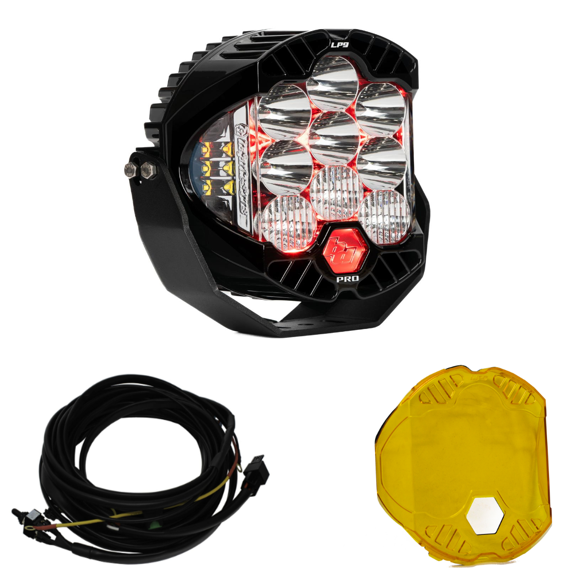 Image of Baja Designs LP9 Pro Driving/Combo LED Light Kit w/ Red Backlight-Wiring-Guard