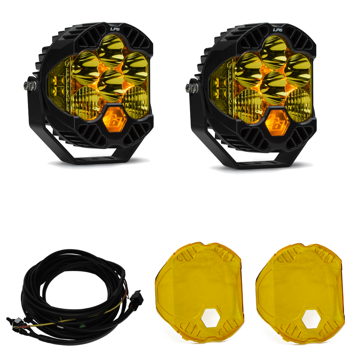 Image of Baja Designs LP6 Pro Driving/Combo Amber Light Pod Kit W/ Wiring & Amber Guards