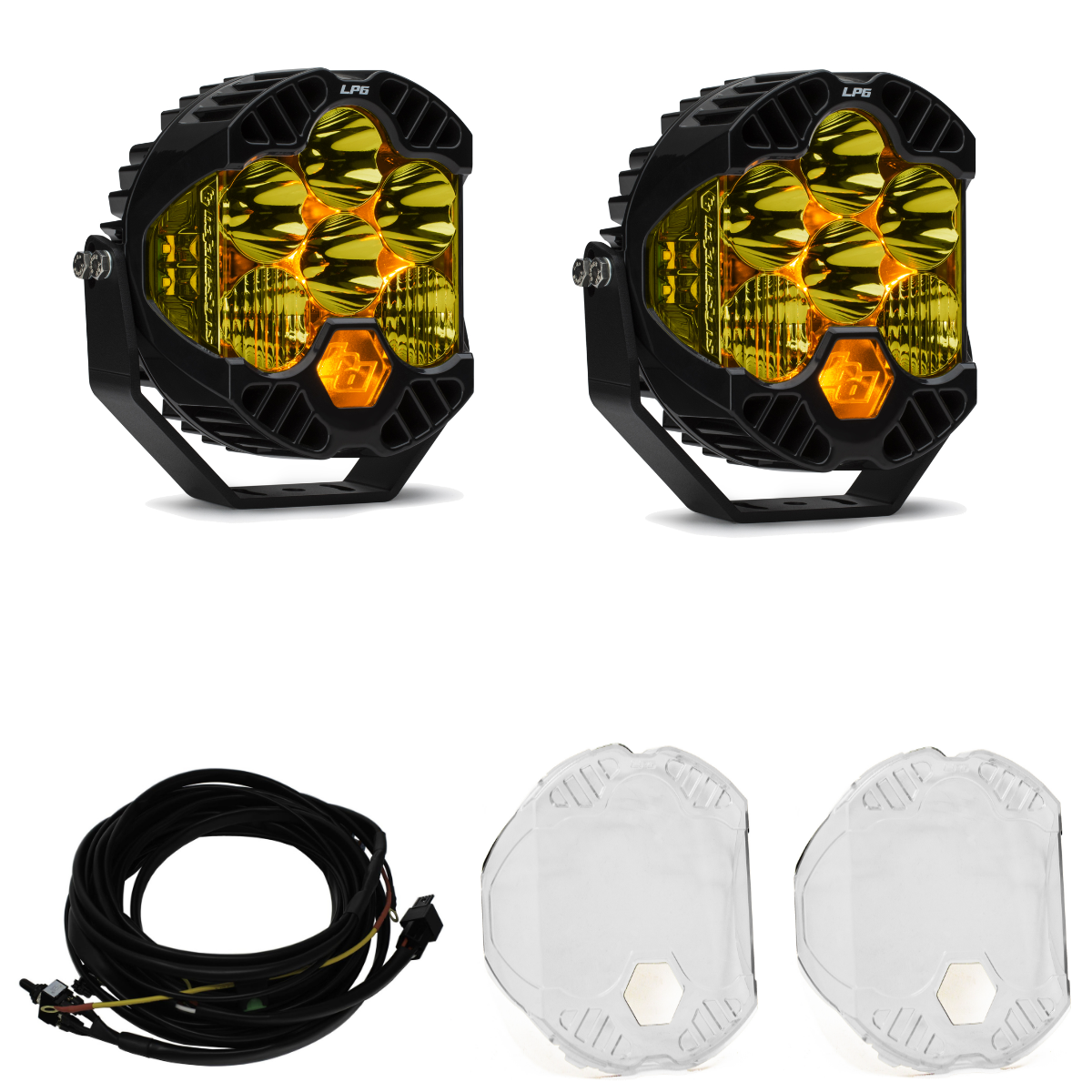 Image of Baja Designs LP6 Pro Driving/Combo LED Light Pod Kit w/ Wiring & Clear Guards
