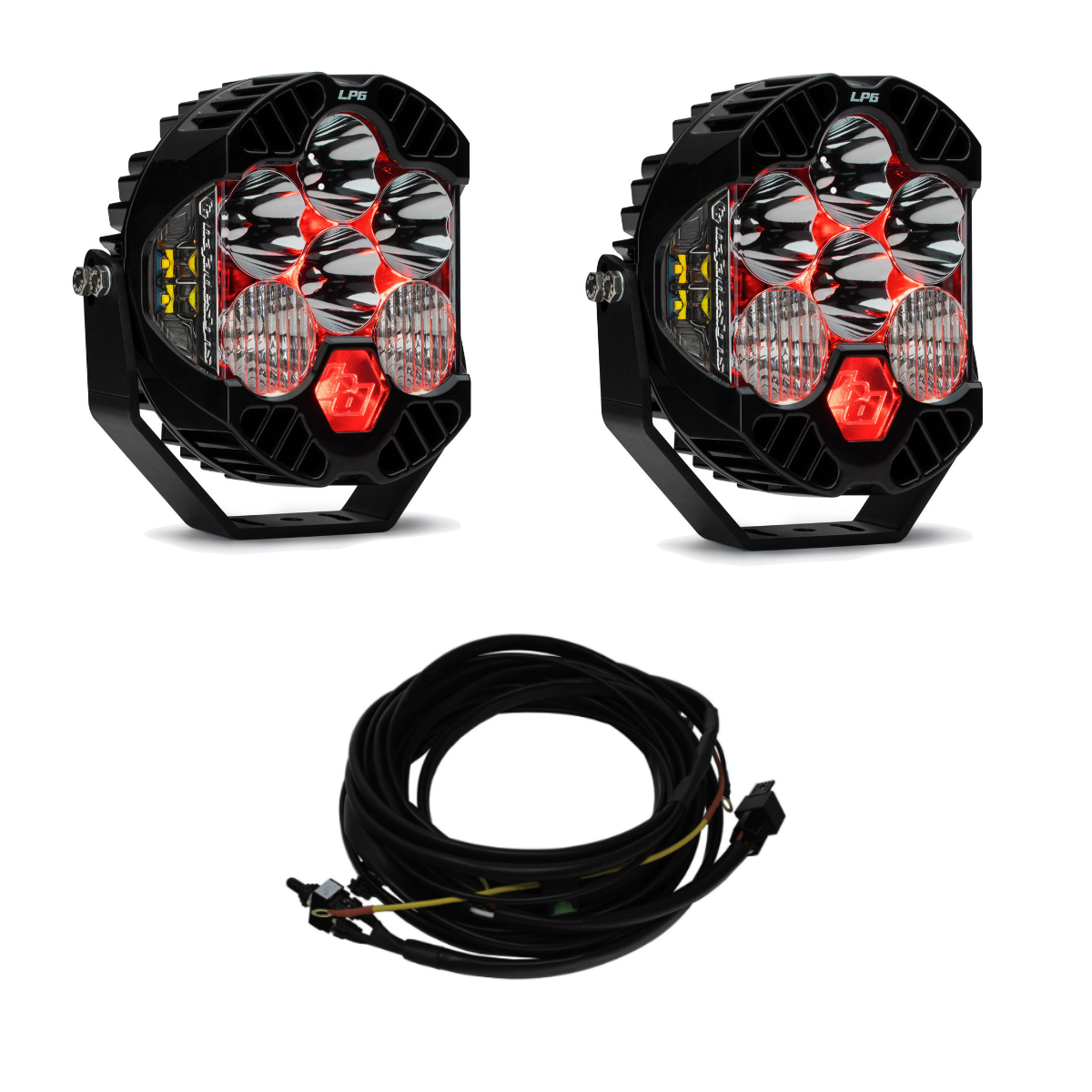 Image of Baja Designs LP6 Pro Driving/Combo Light Kit W/ Red Backlight-Rock Guards-Wiring