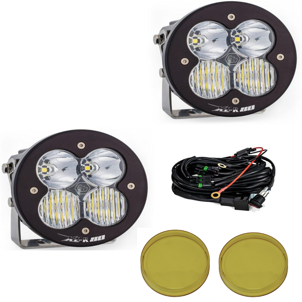 Image of Baja Designs XL-R 80 Driving/Combo Light Pod Kit w/ Wiring & Amber Rock Guards