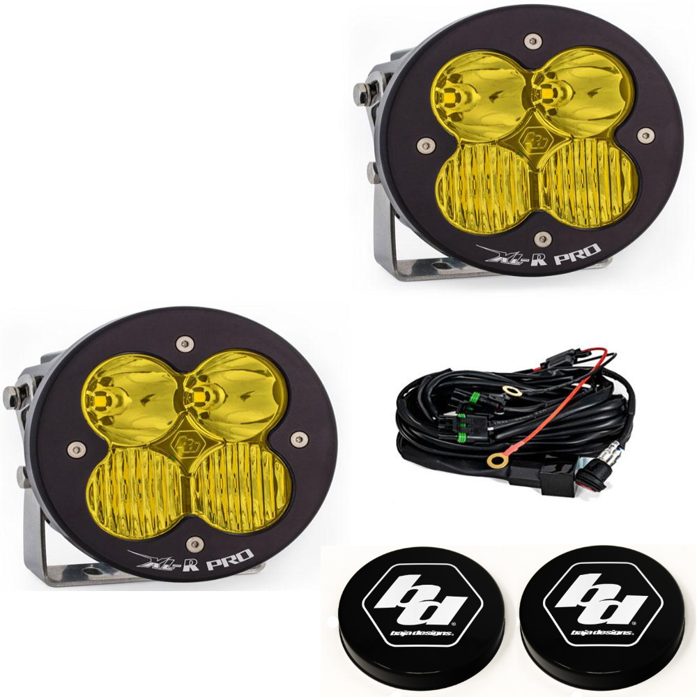 Image of Baja Designs XL-R Pro Driving/Combo Amber Light Pod Kit w/ Wiring & Rock Guards
